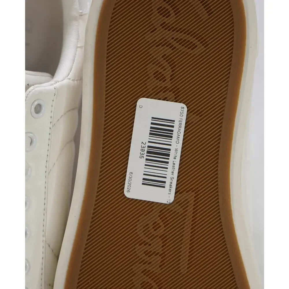 $750 FERRAGAMO - White Leather Sneakers - 12 M